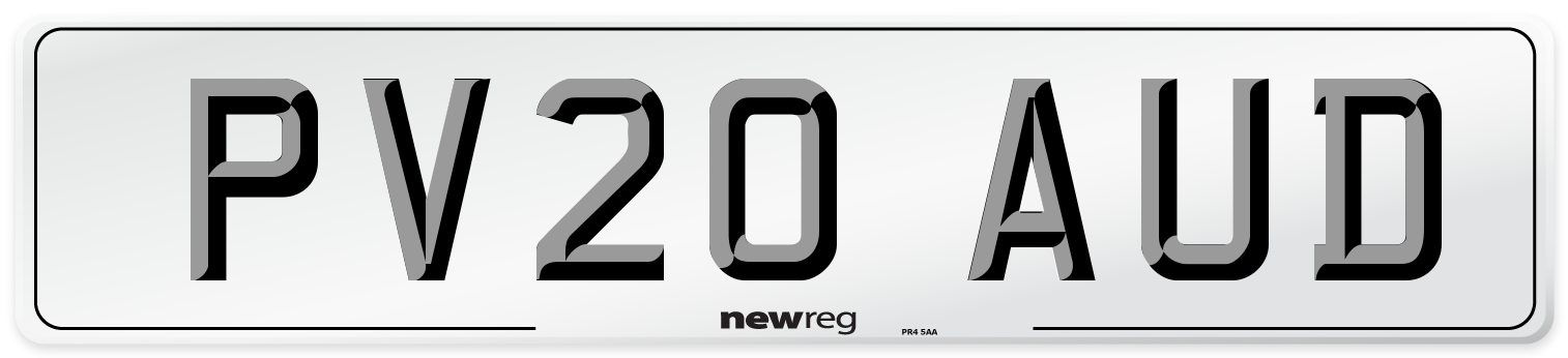 PV20 AUD Number Plate from New Reg